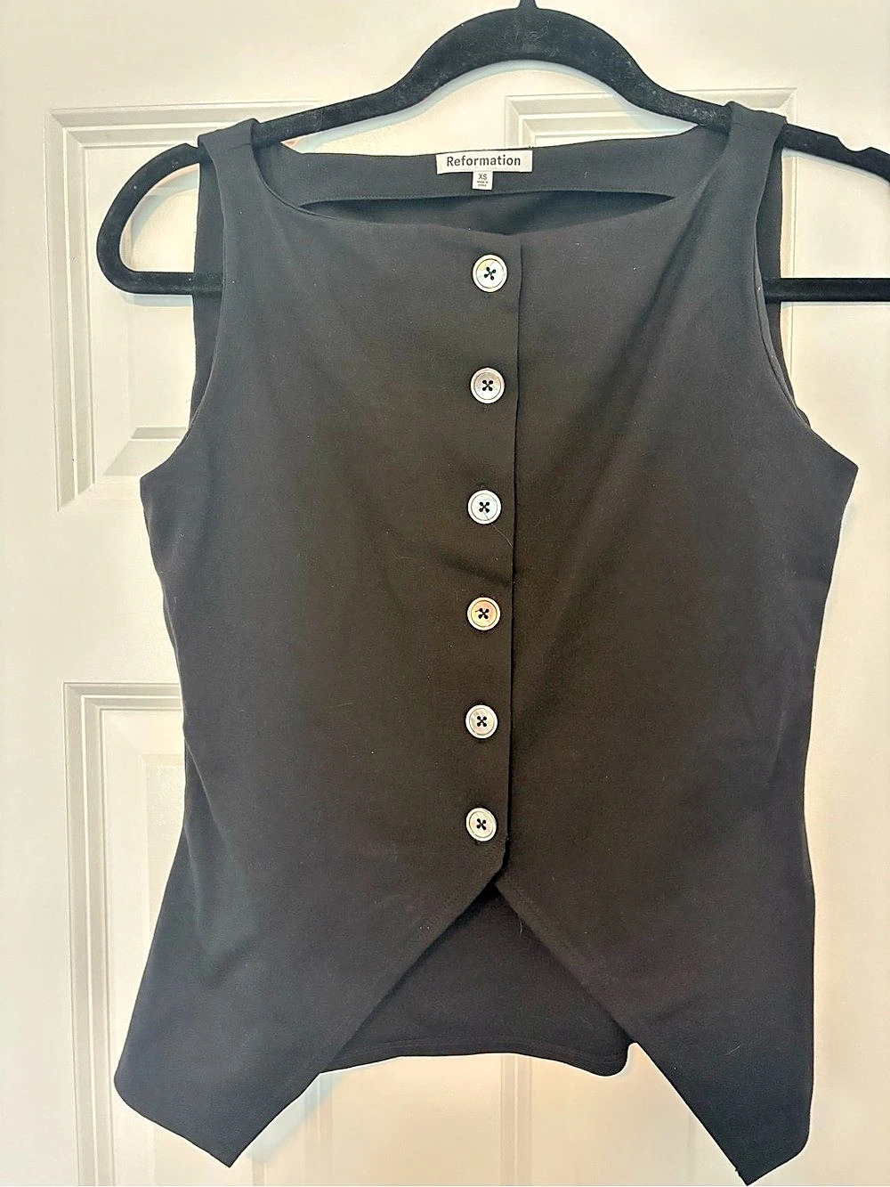 Reformation Hudson Knit Top Black Button Front Tank Top